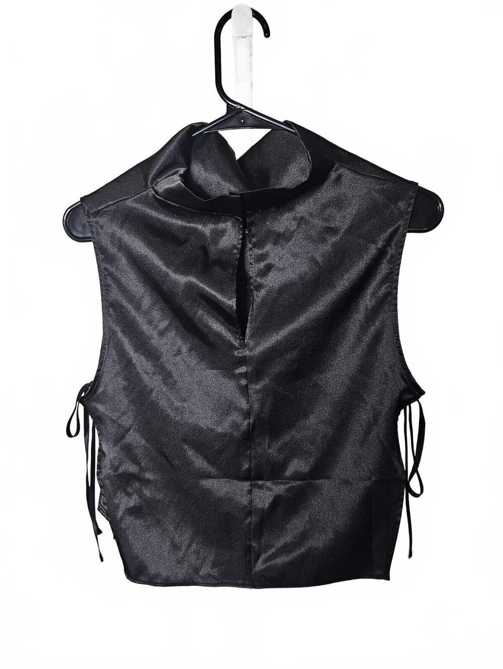 Topshop Black Sleeveless Satin Top, Size US 4 - Picture 6 of 6
